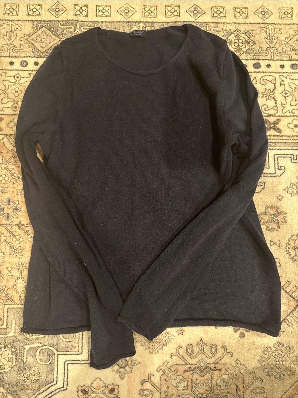 John Galt Navy Blue Scoop Neck Long Sleeve Top